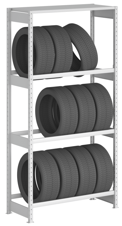 Стеллаж для шин 3 уровня + полка 
